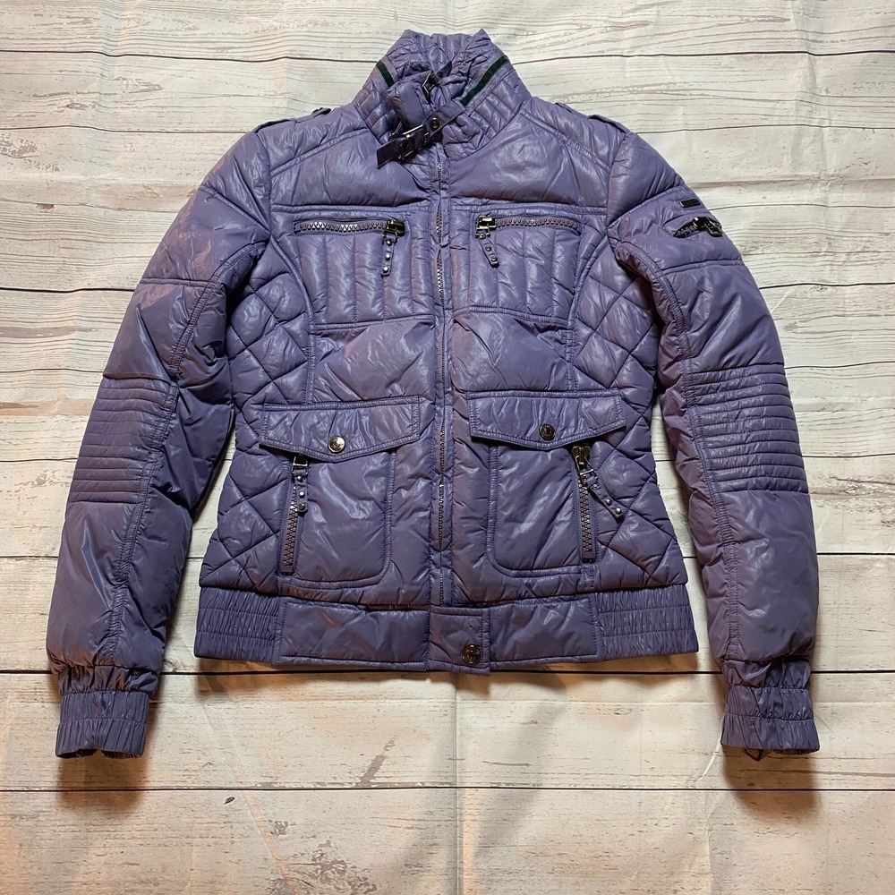 Disney Daisy Duck Bomber Style Faux Leather Jacket Purple Girls Size Medium‎
